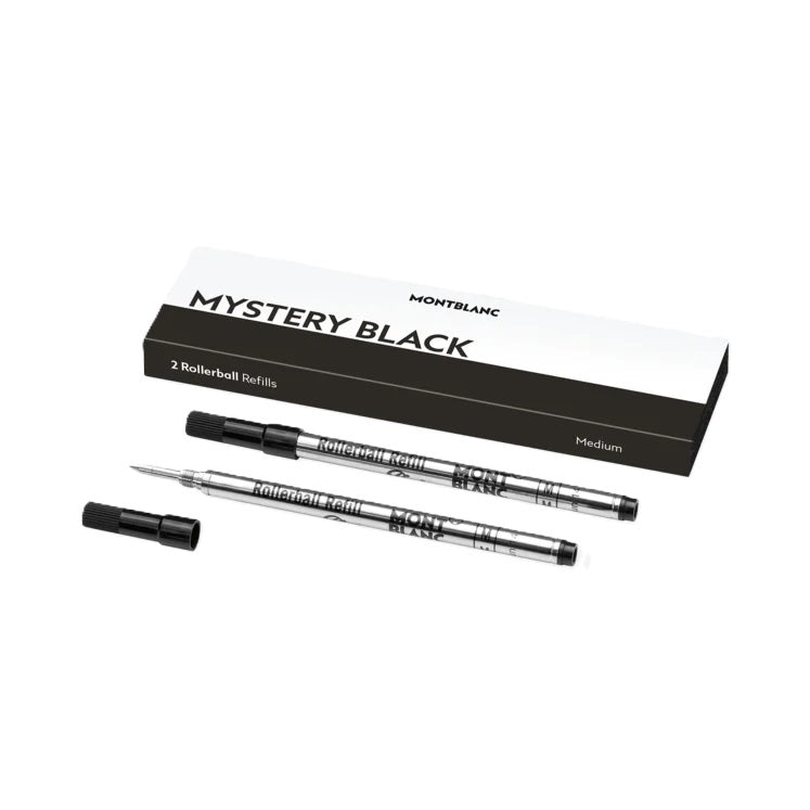 MONTBLANC Mod.  MISTERY BLACK - REFILLS  ROLLER BALL PEN - MEDIUM -2 PCS