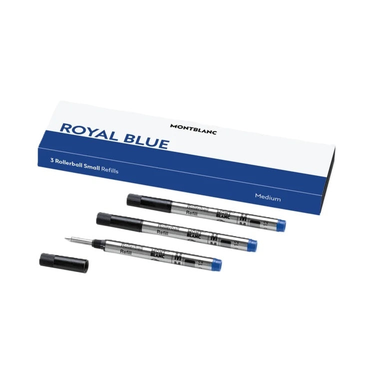 MONTBLANC Mod. ROYAL  BLUE - REFILLS  ROLLER BALL PEN - SMALL  - 3 PCS