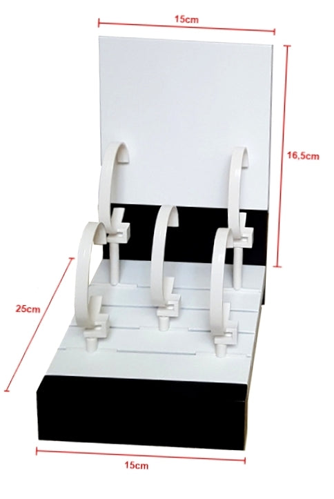 5 WATCHES DISPLAY 1 LEVEL 15X16.5 + 6 PLASTIC STANDS LACQUERED WOOD - MADE IN ITALY