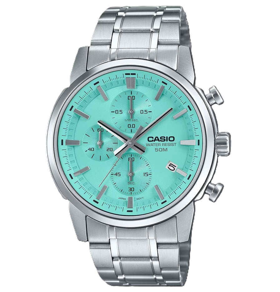 CASIO COLLECTION Mod. CHRONO DATE - AQUA GREEN