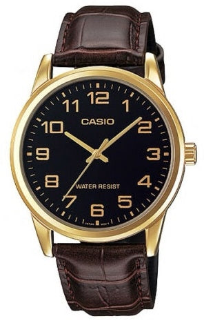 CASIO COLLECTION Mod. 3H GOLD, BROWN LEATHER - BLACK