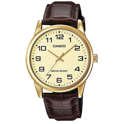 CASIO COLLECTION Mod. 3H GOLD, BROWN LEATHER - GOLD