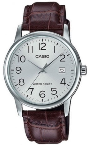 CASIO COLLECTION Mod. DATE GOLD, BROWN LEATHER - SILVER 