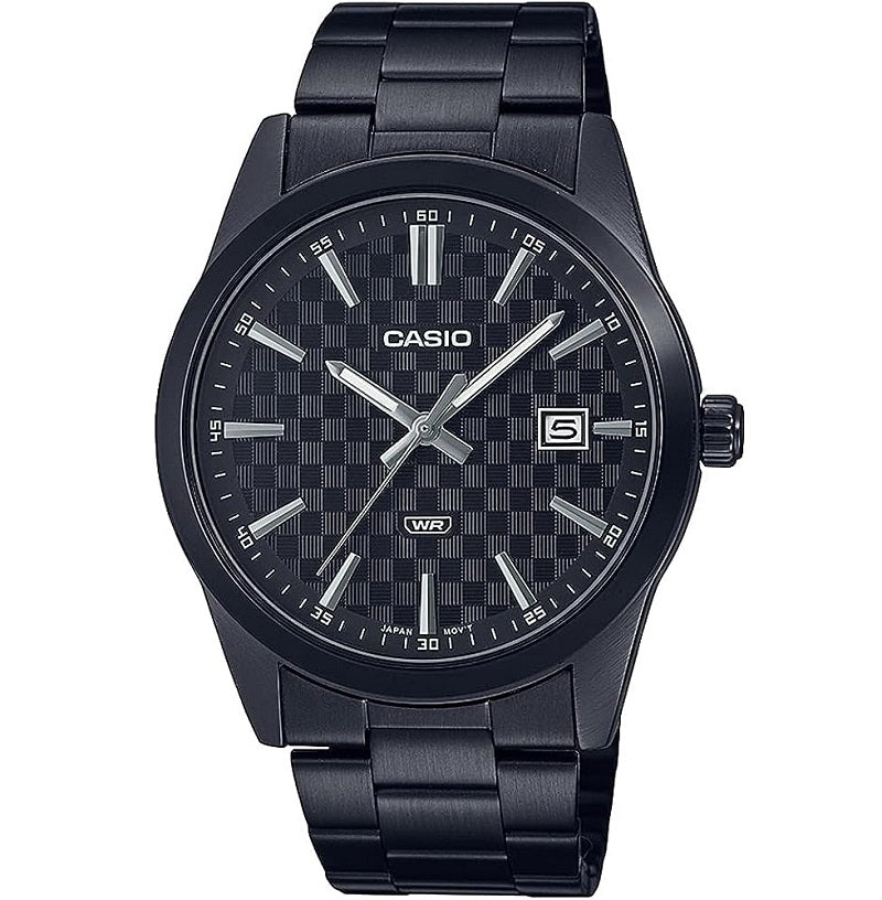 CASIO DATE CARBON LOOK DIAL BLACK SERIE- Black