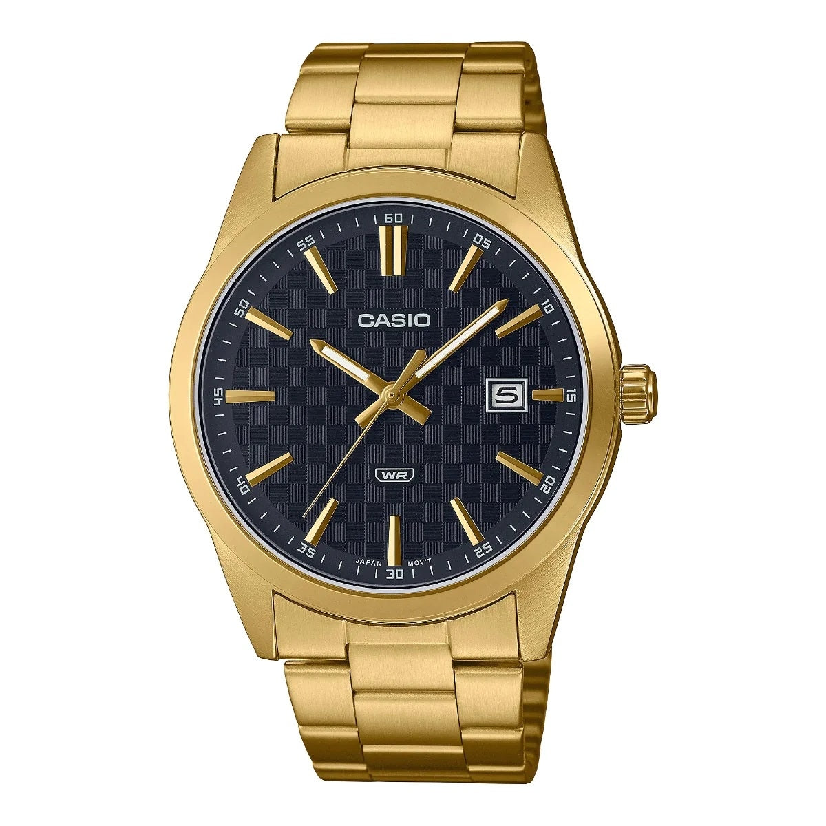 CASIO DATE CARBON LOOK DIAL  GOLD SERIE - Black