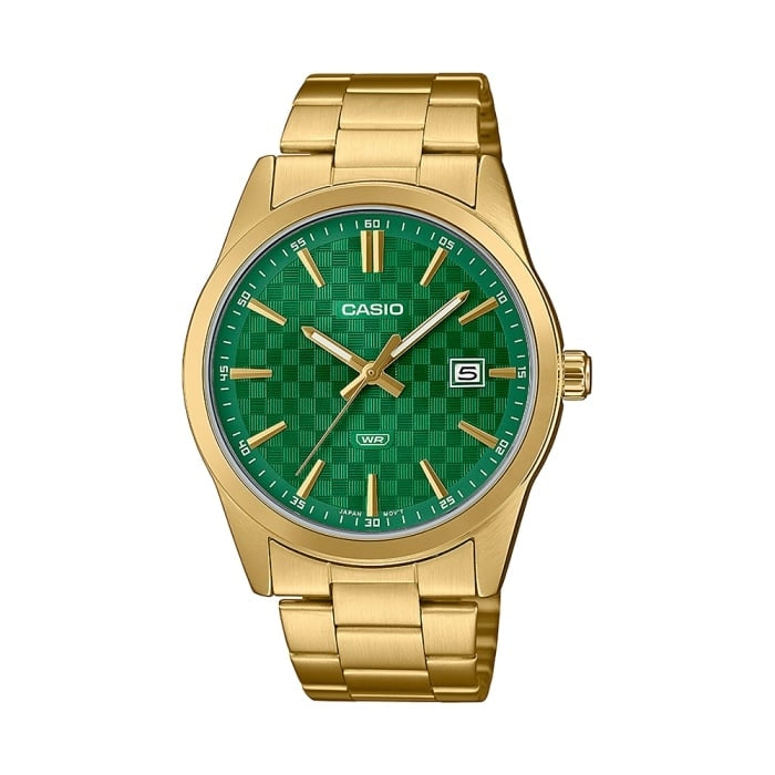 CASIO DATE CARBON LOOK DIAL  GOLD SERIE - Green