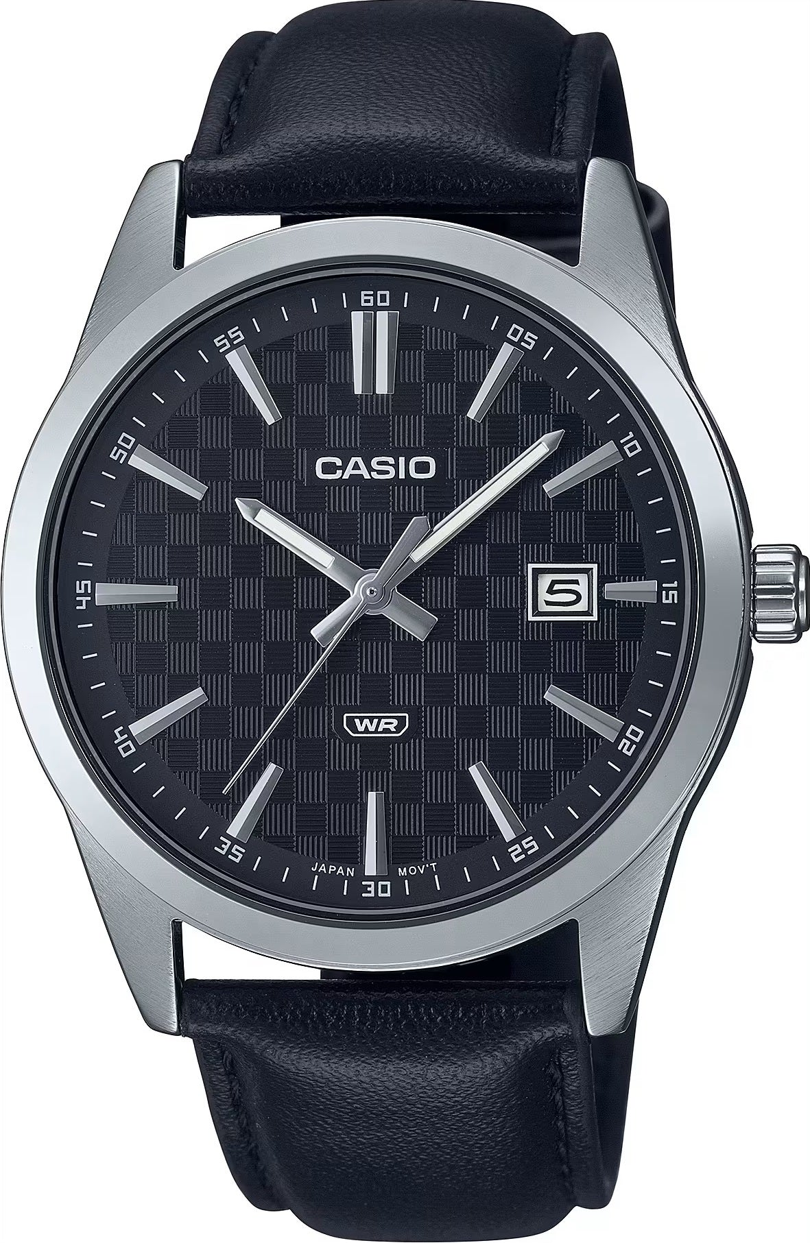 CASIO DATE CARBON LOOK DIAL - Silver & Black