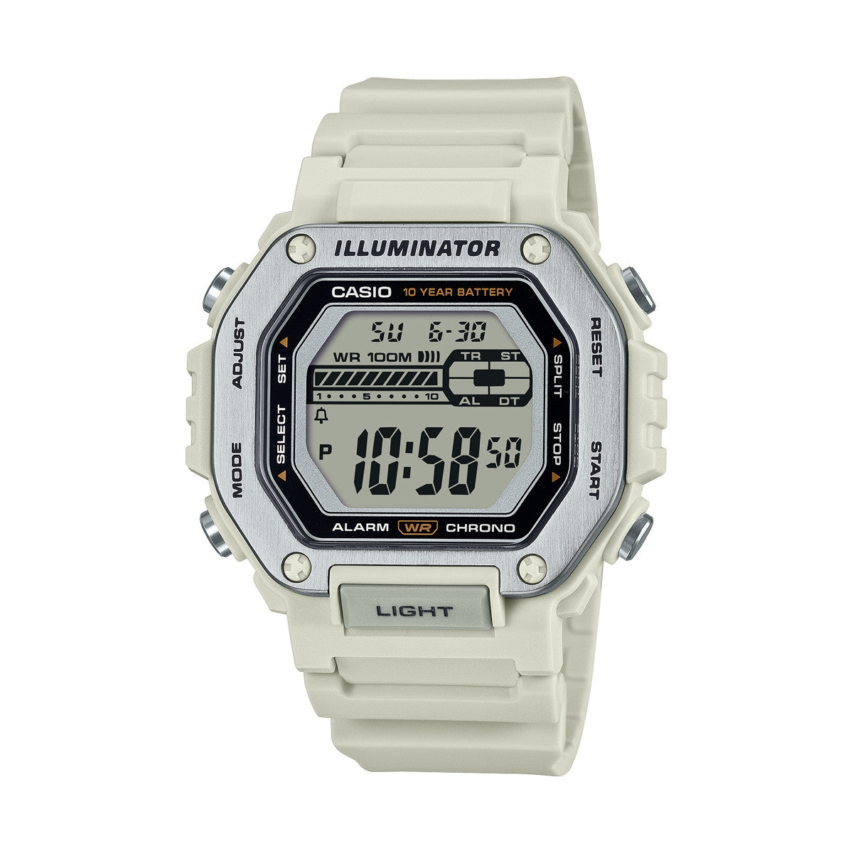 CASIO SPORT Mod. OVERSIZE WHITE- Illuminator 10 Year Battery