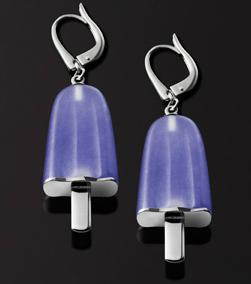 AMBROSINI JEWELS -  ORECCHINI ARGENTO 925°  ghiacciolo finitura bianca pietra viola medi(21x14 mm)