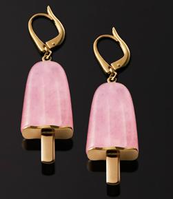 AMBROSINI JEWELS -  ORECCHINI ARGENTO 925°  ghiacciolo finitura rosé pietra rosa medi (21x14 mm)