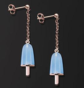 AMBROSINI JEWELS -  ORECCHINI ARGENTO 925°  ghiacciolo finitura rosé pietra azzurra piccoli(14x8mm)