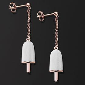 AMBROSINI JEWELS -  ORECCHINI ARGENTO 925°  ghiacciolo finitura rosé pietra bianca piccoli (14x8mm)