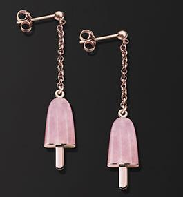 AMBROSINI JEWELS -  ORECCHINI ARGENTO 925°  ghiacciolo finitura rosé pietra rosa piccoli (14x8mm)