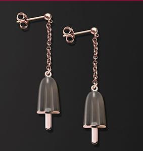 AMBROSINI JEWELS -  ORECCHINI ARGENTO 925°  ghiacciolo finitura rosé pietra marrone piccoli (14x8mm)