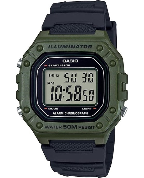 ?CASIO TIMELESS COLLECTION Mod. SPORT ILLUMINATOR WR 50M. ALARM. CHRONOGRAPH - ARMY GREEN