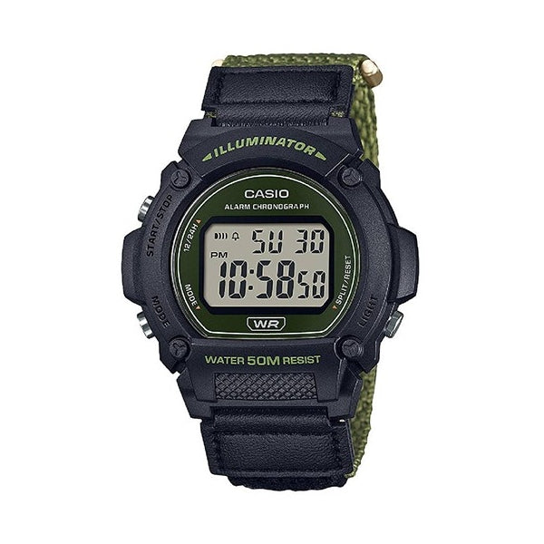 CASIO TIMELESS COLLECTION Mod. SPORT- ILLUMINATOR, WR 50M, ALARM, CHRONOGRAPH - ARMY GREEN - COLORED SERIE