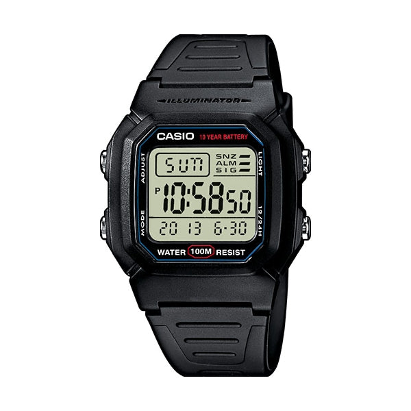 CASIO COLLECTION Mod. DOUBLE TIME, ALARM, CHRONOGRAPH - 10 Year Battery - BLACK