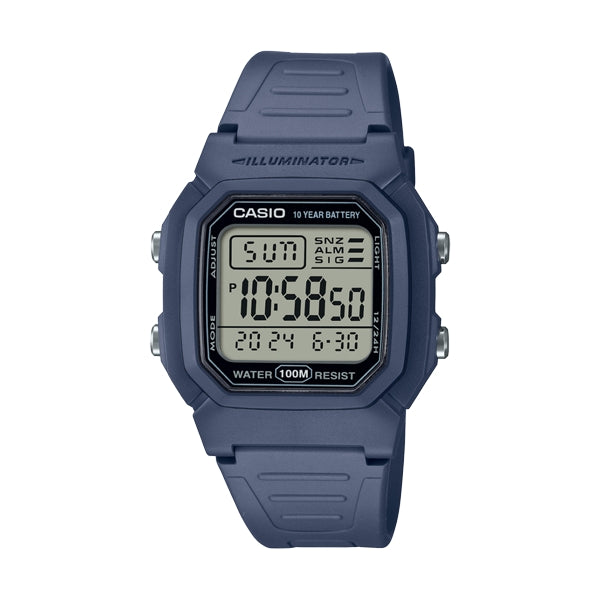 CASIO COLLECTION Mod. DOUBLE TIME, ALARM, CHRONOGRAPH - 10 Year Battery - BLUE AVIO